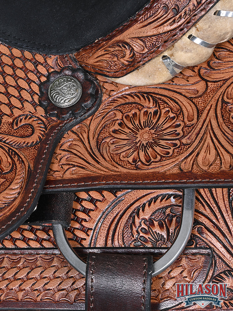 HILASON Western Horse Floral Ranch Roping American Leather Saddle Brown