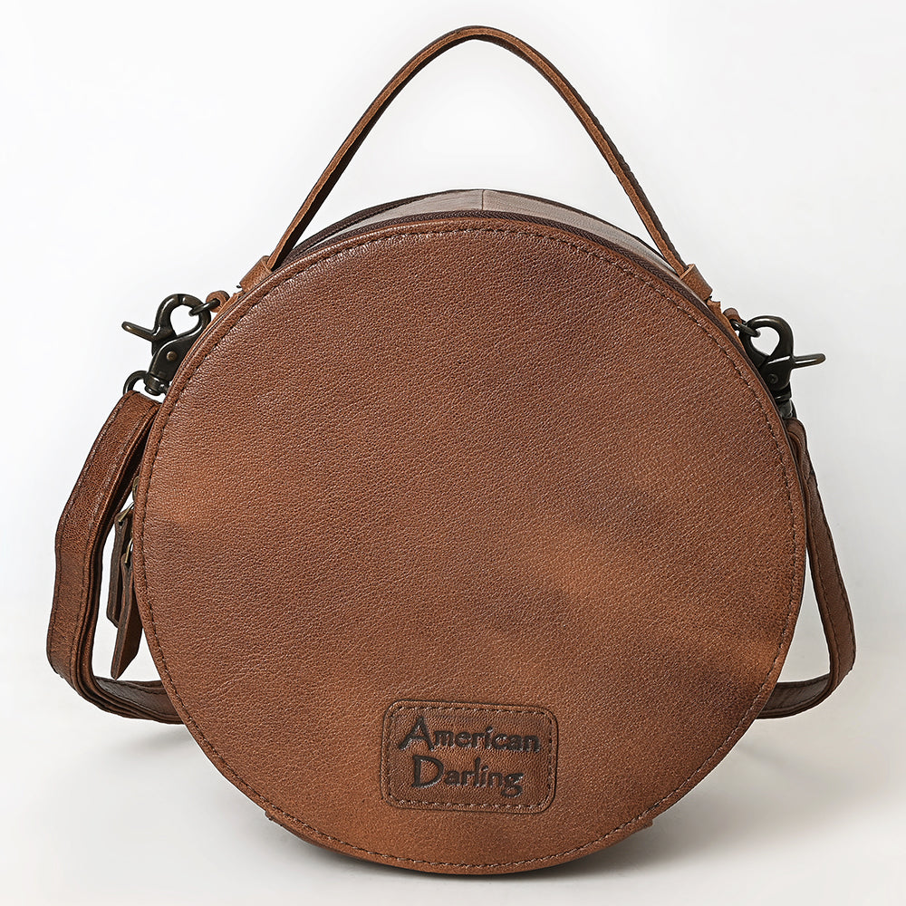 American Darling Canteen Hand Tooled Hair On Genuine Leather women bag western handbag purse