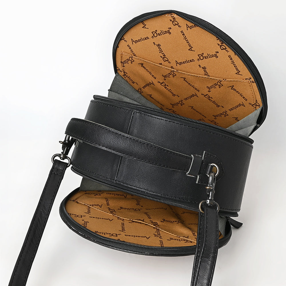 American Darling Canteen Hand Tooled Hair On Genuine Leather women bag western handbag purse