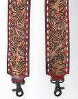 48 In American Darling Gorgeous Floral Hand Carved Genuine Leather Bag Strap With Flower Hand Tooled Design Brown Adbt147F