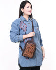 American Darling Sling Hand Tooled Genuine Leather women bag western handbag purse