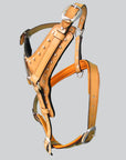 L M Hilason Western Padded Dog Harness Genuine Leather Stainless Steel Tan