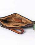 American Darling Hand Tooled & Crocodile Genuine Leather Clutch Bag