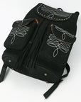 American Darling Backpack Genuine Western Suede Leather Women Bag Black