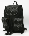 American Darling Backpack Genuine Western Suede Leather Women Bag Black