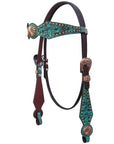 Bar H Equine American Leather Horse Saddle Tack One Ear Headstall | Breast Collar | Browband Headstall | Wither Strap | Tack Set for Horses Spotted Pinwheel Collection