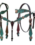 Bar H Equine American Leather Horse Saddle Tack One Ear Headstall | Breast Collar | Browband Headstall | Wither Strap | Tack Set for Horses Spotted Pinwheel Collection