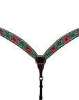 Bar H Equine American Leather Horse Saddle Tack One Ear Headstall | Breast Collar | Browband Headstall | Wither Strap | Tack Set for Horses Botanic Chiseled Collection