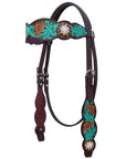 Bar H Equine American Leather Horse Saddle Tack One Ear Headstall | Breast Collar | Browband Headstall | Wither Strap | Tack Set for Horses Jora Autumn Collection