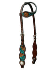 Bar H Equine American Leather Horse Saddle Tack One Ear Headstall | Breast Collar | Browband Headstall | Wither Strap | Tack Set for Horses Jora Autumn Collection