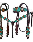 Bar H Equine American Leather Horse Saddle Tack One Ear Headstall | Breast Collar | Browband Headstall | Wither Strap | Tack Set for Horses Jora Autumn Collection