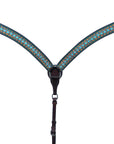 Bar H Equine American Leather Horse Saddle Tack One Ear Headstall | Breast Collar | Browband Headstall | Wither Strap | Tack Set for Horses Turquoise Symmetry Collection