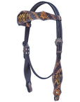 Bar H Equine American Leather Horse Saddle Tack One Ear Headstall | Breast Collar | Browband Headstall | Wither Strap | Tack Set for Horses Tropical Snake Collection