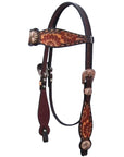 Bar H Equine American Leather Horse Saddle Tack One Ear Headstall | Breast Collar | Browband Headstall | Wither Strap | Tack Set for Horses BER112