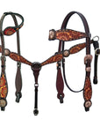 Bar H Equine American Leather Horse Saddle Tack One Ear Headstall | Breast Collar | Browband Headstall | Wither Strap | Tack Set for Horses BER112