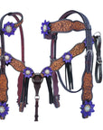 Bar H Equine American Leather Horse Saddle Tack One Ear Headstall | Breast Collar | Browband Headstall | Wither Strap | Tack Set for Horses BER113