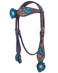 Bar H Equine American Leather Horse Saddle Tack One Ear Headstall | Breast Collar | Browband Headstall | Wither Strap | Tack Set for Horses BER114