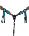 Bar H Equine American Leather Horse Saddle Tack One Ear Headstall | Breast Collar | Browband Headstall | Wither Strap | Tack Set for Horses BER114