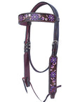 Bar H Equine American Leather Horse Saddle Tack One Ear Headstall | Breast Collar | Browband Headstall | Wither Strap | Tack Set for Horses BER116