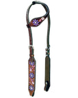 Bar H Equine American Leather Horse Saddle Tack One Ear Headstall | Breast Collar | Browband Headstall | Wither Strap | Tack Set for Horses BER116