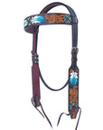 Bar H Equine American Leather Horse Saddle Tack One Ear Headstall | Breast Collar | Browband Headstall | Wither Strap | Tack Set for Horses BER117