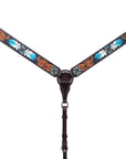 Bar H Equine American Leather Horse Saddle Tack One Ear Headstall | Breast Collar | Browband Headstall | Wither Strap | Tack Set for Horses BER117