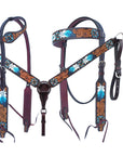 Bar H Equine American Leather Horse Saddle Tack One Ear Headstall | Breast Collar | Browband Headstall | Wither Strap | Tack Set for Horses BER117