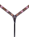 Bar H Equine Premium Hand Tooled Leather Wither Strap Breast Collar Stainless Steel Hardware Brown