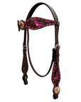 Bar H Equine Premium Hand Tooled Leather Stainless Steel Hardware Breast Collar Brown