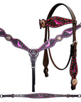 Bar H Equine Premium Hand Tooled Leather Stainless Steel Hardware Breast Collar Brown