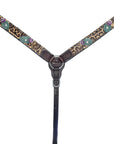 Bar H Equine Premium Hand Tooled Leather Stainless Steel Hardware Breast Collar Brown