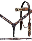 Bar H Equine Premium Hand Tooled Leather Stainless Steel Hardware Breast Collar Brown