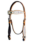 Bar H Equine Western Horse Pinwheel  Genuine American Leather Breast Collar Headstall Tack Set