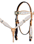 Bar H Equine Western Horse Pinwheel  Genuine American Leather Breast Collar Headstall Tack Set