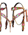 Bar H Equine Belle Unicorn Leather One Ear Headstall Tan