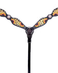 Bar H Equine Genuine Western American Leather Horse Premium Headstall & Breast Collar Set