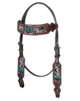 Bar H Equine American Leather Horse Saddle Tack One Ear Headstall | Breast Collar | Browband Headstall | Wither Strap | Tack Set for Horses BER170
