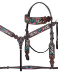 Bar H Equine American Leather Horse Saddle Tack One Ear Headstall | Breast Collar | Browband Headstall | Wither Strap | Tack Set for Horses BER170