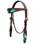 Bar H Equine Genuine Western American Leather Horse Premium Headstall & Breast Collar Set