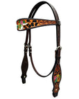 Bar H Equine American Leather Horse Saddle Tack One Ear Headstall | Breast Collar | Browband Headstall | Wither Strap | Tack Set for Horses BER180