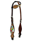 Bar H Equine American Leather Horse Saddle Tack One Ear Headstall | Breast Collar | Browband Headstall | Wither Strap | Tack Set for Horses BER180