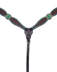Bar H Equine Genuine Western American Leather Horse Premium Headstall & Breast Collar Set