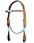 Bar H Equine American Leather Horse Saddle Tack One Ear Headstall | Breast Collar | Browband Headstall | Wither Strap | Tack Set BER209