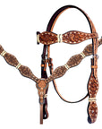 Bar H Equine Western Horse Floral Rawhide Genuine American Leather Tack Set