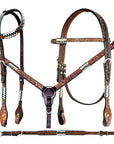 Bar H Equine American Leather Horse Saddle Tack One Ear Headstall | Breast Collar | Browband Headstall | Wither Strap | Tack Set BER213