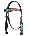 Bar H Equine Genuine Western American Leather Horse Premium Headstall & Breast Collar Set