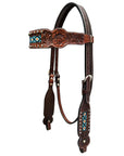 Bar H Equine American Leather Horse Saddle Tack One Ear Headstall | Breast Collar | Browband Headstall | Wither Strap | Tack Set BER229