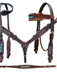 Bar H Equine American Leather Horse Saddle Tack One Ear Headstall | Breast Collar | Browband Headstall | Wither Strap | Tack Set BER229