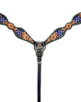 Bar H Equine Western Horse Floral Genuine American Leather Tack Set Brown