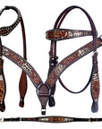 Bar H Equine American Leather Horse Saddle Tack One Ear Headstall | Breast Collar | Browband Headstall | Wither Strap | Tack Set BER240